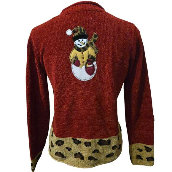 VTG Chadwick's Small 100% Acrylic Holiday Chenille Leopard Ugly Snowman - Picture 2 of 7